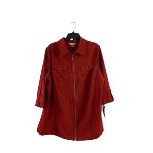 Allison Daley Women's Knee Deep Brick Red Zipper Top